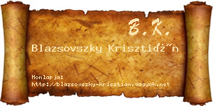 Blazsovszky Krisztián névjegykártya