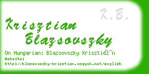 krisztian blazsovszky business card